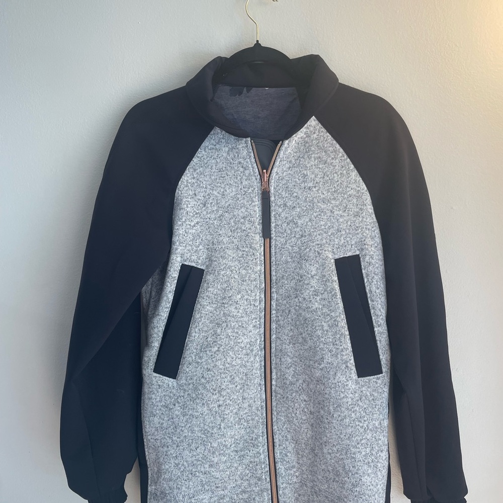 Lululemon both ways grey black reversible full zip pockets jacket